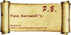 Puns Barnabás névjegykártya